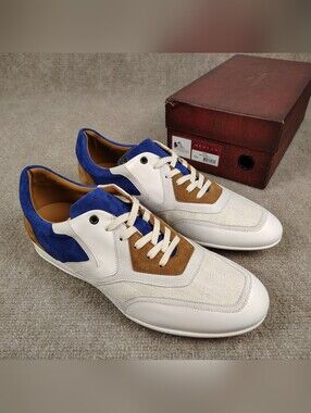 Men's White MEZLAN Athletic SUEDE & LINEN HYBRID Shoes Size 12M US/45 EU SPAIN